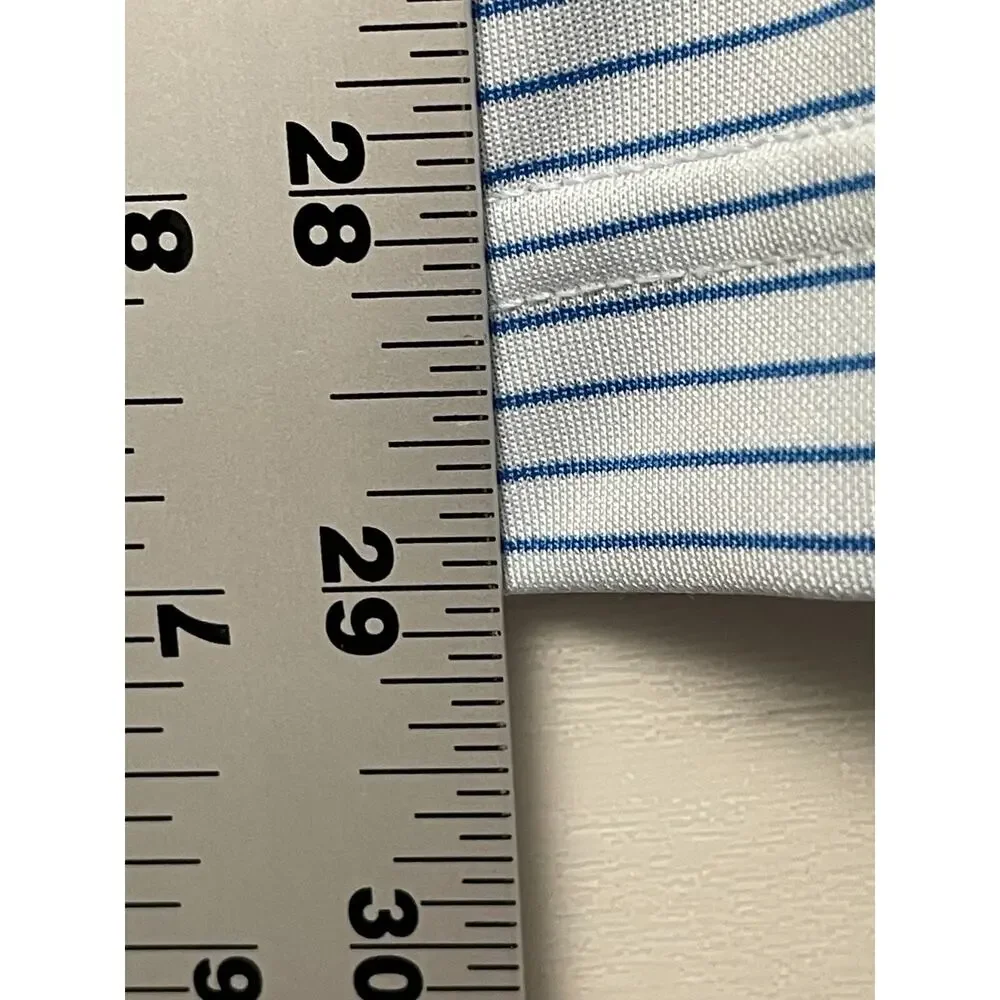 Adidas Mens Polo Shirt Size L Blue Striped Short Sleeve Performance‎ Golf